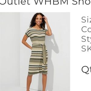 White House Black Market Striped Green Dress